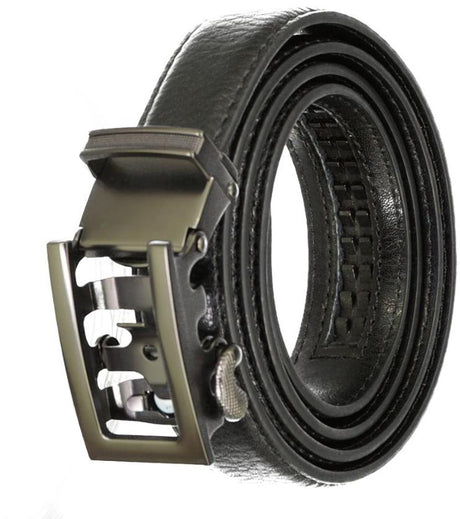 Mio Marino Boys Black Leather Adjustable Ratchet Track Belt - BRB001-5614-BK