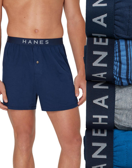 Hanes Mens TAGLESS® Knit Boxers Underwear 4 Pack - 709KB4