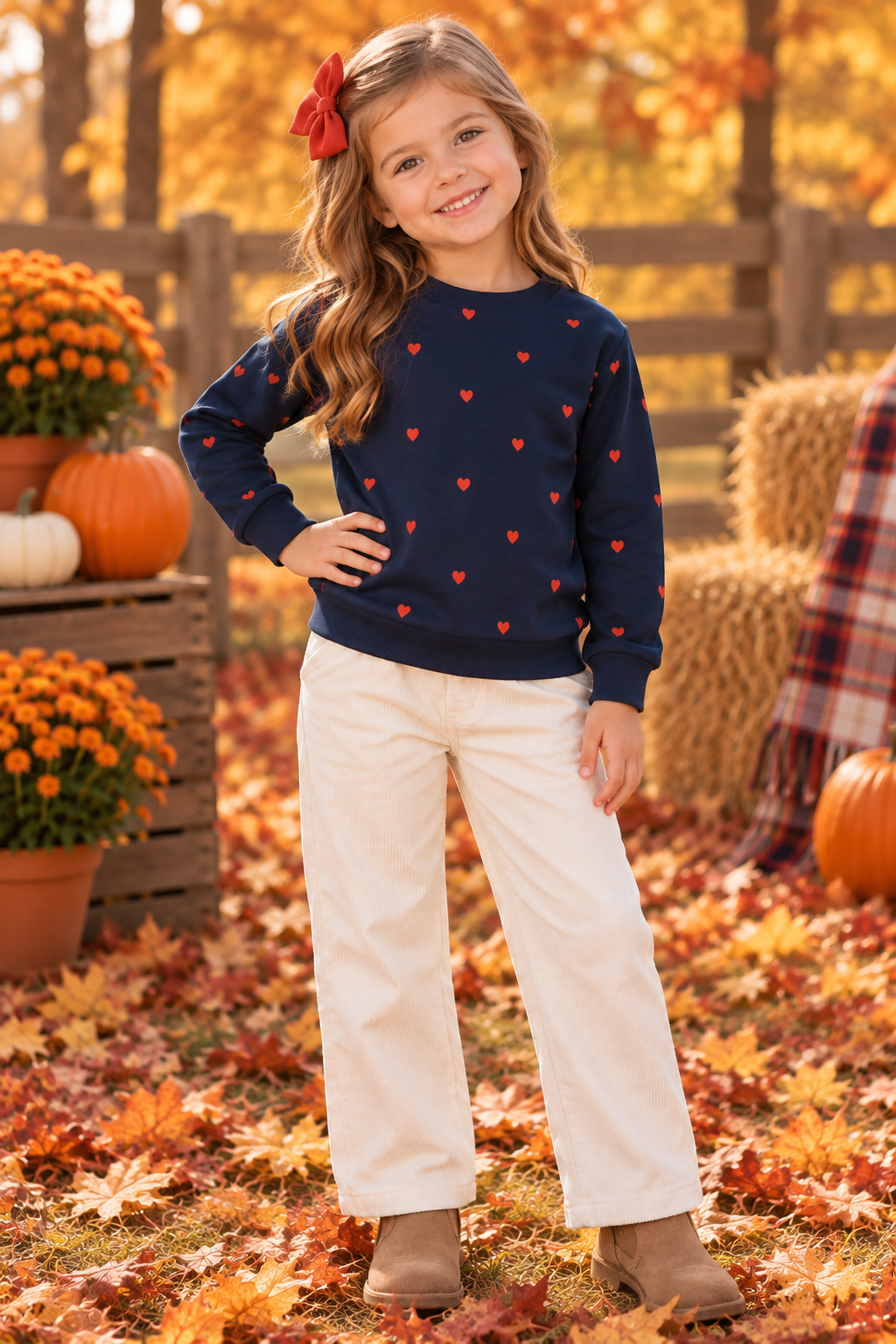 Bonjoy Girls Printed Hearts Sweatshirt - TW26010GSW