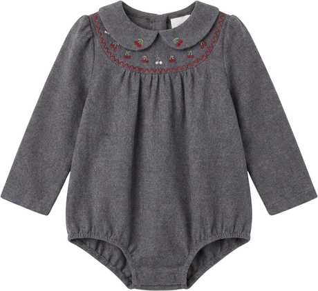 Jolie Capri Baby Girls Embroidered Cherry Romper - WB6CY3112