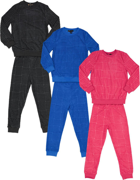 The mEE dress Boys Girls Patchwork Velour Pajamas - 7756
