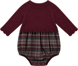 Space Gray Baby Girls Plaid Bubble Romper - WB6CY3145BG