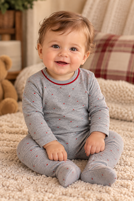 Crew Lounge Baby Boys Girls Polka Dot Cotton Footie - SG3216