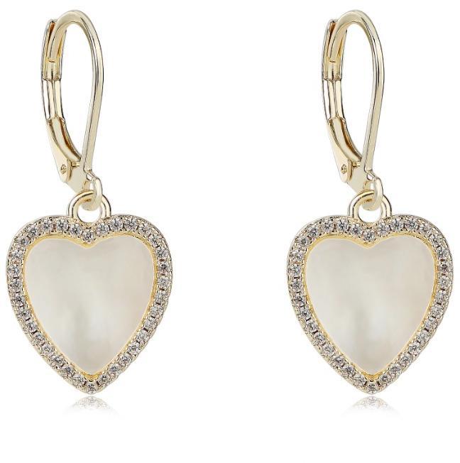 Tiny Gem Girls Pearl Heart Leverback Earring - TG7012