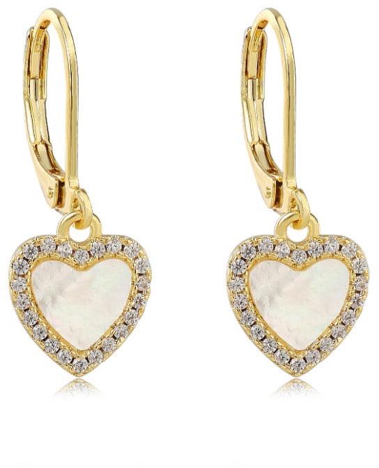 Tiny Gem Girls Pearl Heart Leverback Earring - TG5025