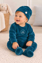 Bondoux Bebe Baby Boys Girls Cutie Velour Footie & Beanie Set - W26-344B