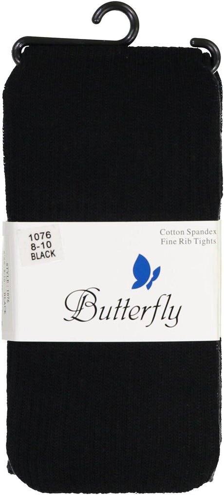 Butterfly Girls Cotton Fine Ribbed Basic Tights - 1076