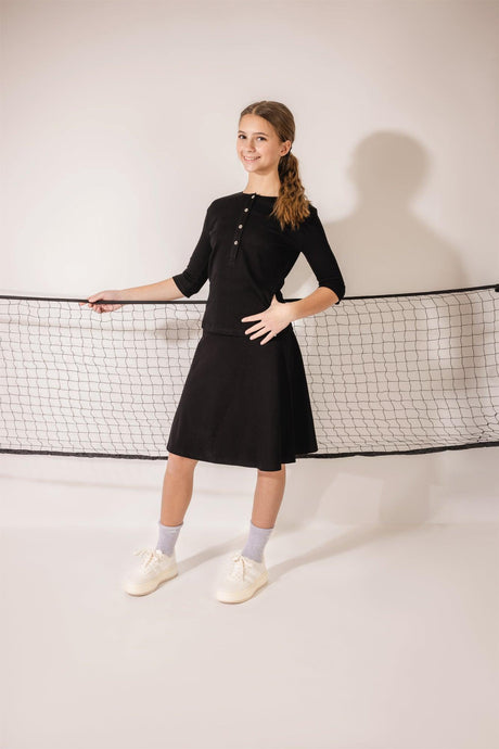 Three Bows Girls Ribbed Camp Skirt