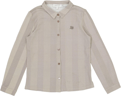 Charlotte & George Boys Herringbone Long Sleeve Stretch Dress Shirt - WB6CP7468B