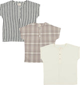 Analogie by Lil Legs Shabbos Collection Boys Pleated Button Short Sleeve Dress Shirt with No Collar