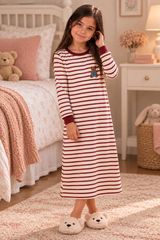 Crew Lounge Girls Striped Bear Velour Nightgown - SG3211