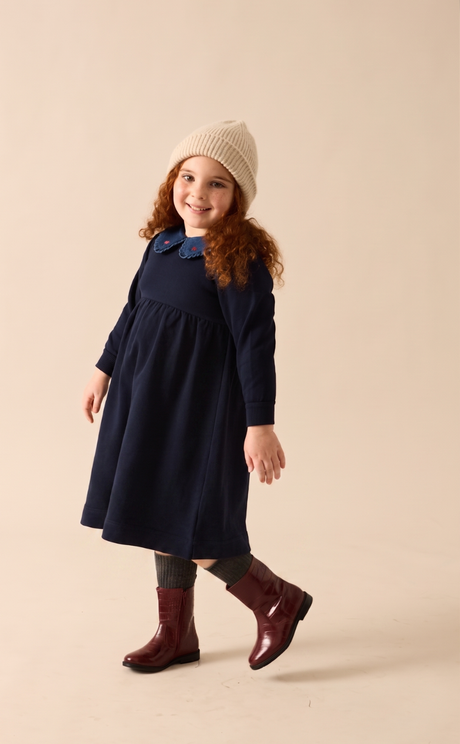 Analogie by Lil Legs Sweet Campaign Collection Girls Denim Collar Sweatshirt Dress - AF26D223