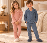 Ely's & Co Boys Girls Stripe Grandpa Velour Pajamas - AW26-0032-0034