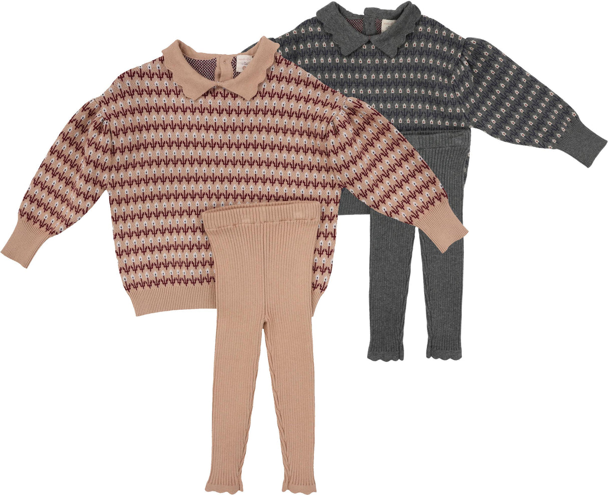 Analogie by Lil Legs Multi Knit Collection Baby Girls Floral Outfit - DFKS