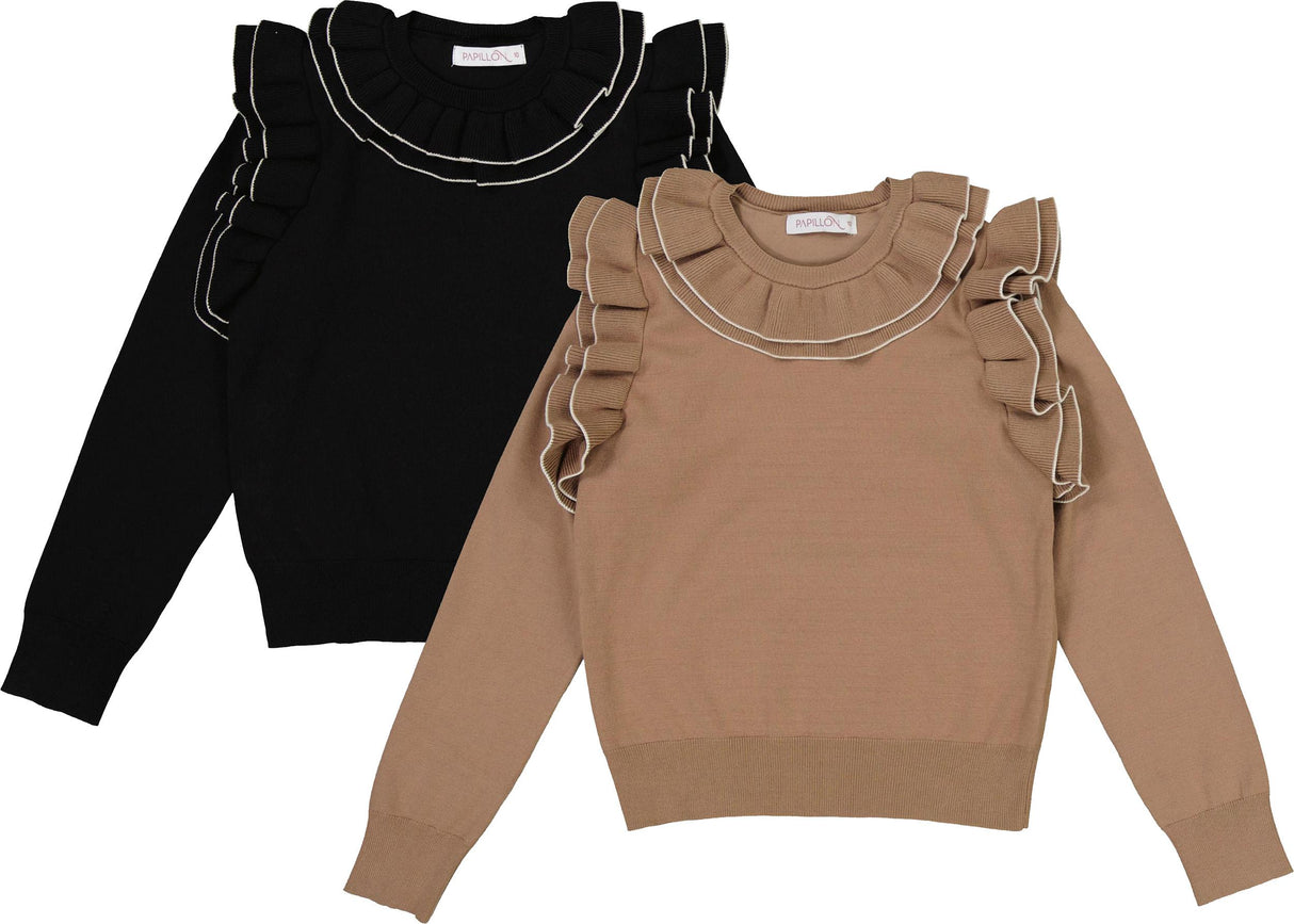 Papillon Girls Ruffled Sweater - C-27933