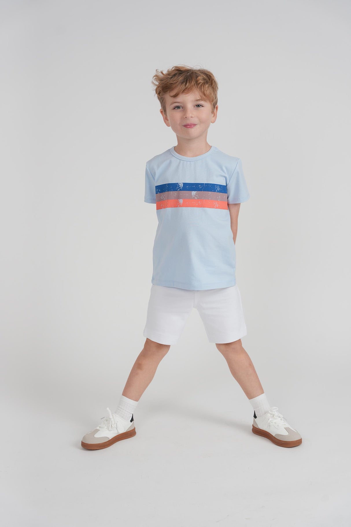 Puddles Boys Stripes Print Short Sleeve T-shirt - SB6CY2887TB