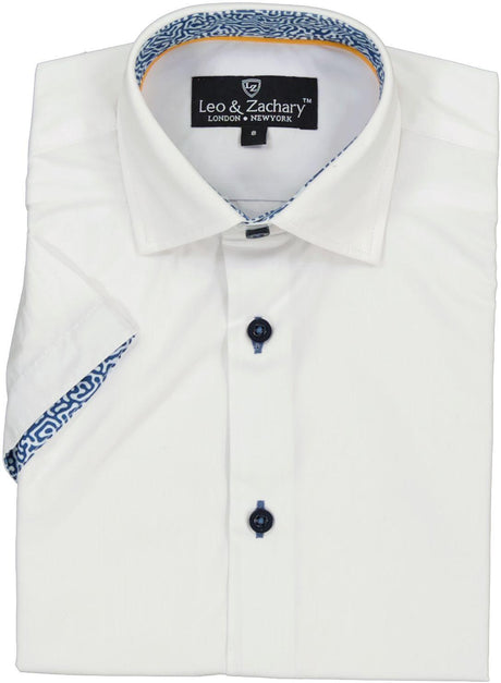 Leo & Zachary Boys Short Sleeve Dress Shirt with Contrast - Spring 2024 - 5982/5983