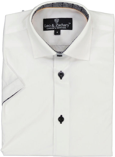 Leo & Zachary Boys Short Sleeve Dress Shirt with Contrast - Spring 2024 - 5982/5983