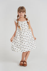 Little Fragile Girls Crinkle Woven Cherry Print Jumper - SB6CP7367J