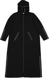 Memoi Womens Full Zip Hooded Robe with Vegan Leather Trim - CRX09981