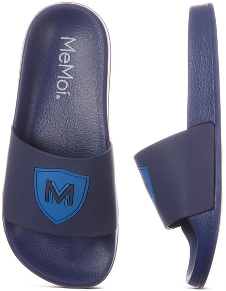 Memoi Boys Girls "M" Crest Slides - MKS-0014