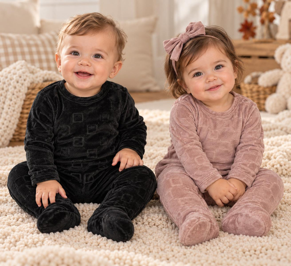Fragile Baby Boys Girls Velour Footie - WB6CP7513