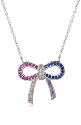 Tiny Gem Rainbow Bowtie Necklace - TG2019