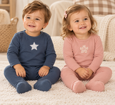 Bonbee Baby Boys Girls Gingham Flower/Star Cotton Footie - BWL26040F