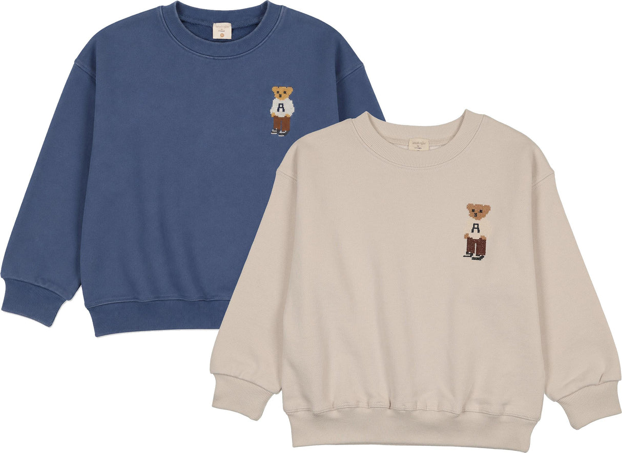 Analogie by Lil Legs Lil People Collection Boys Embroidered Bear Sweatshirt - AF26S548