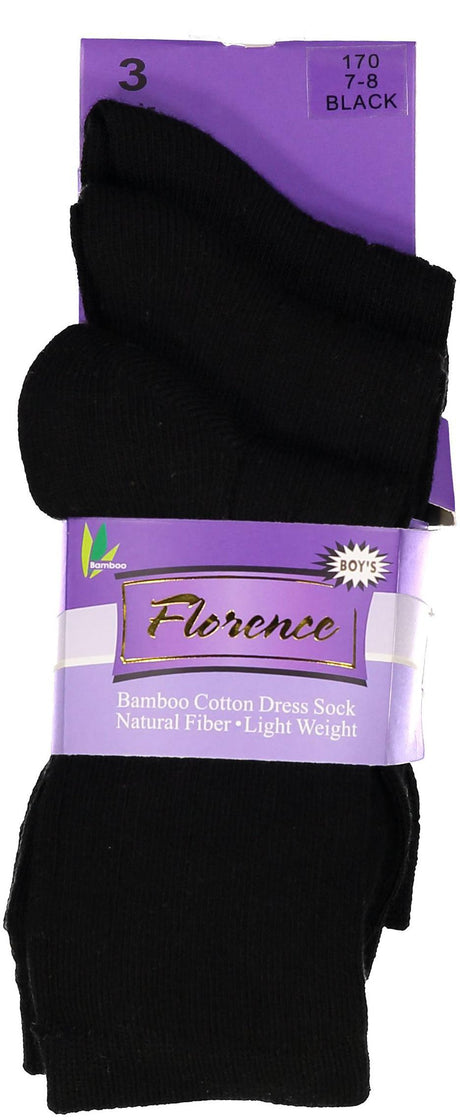 Florence Boys Bamboo Crew Rib Dress Socks 3 Pack - 170