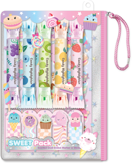 Hot Focus Scented Dual Fun Highlighter & Sticky Note Pack - 333