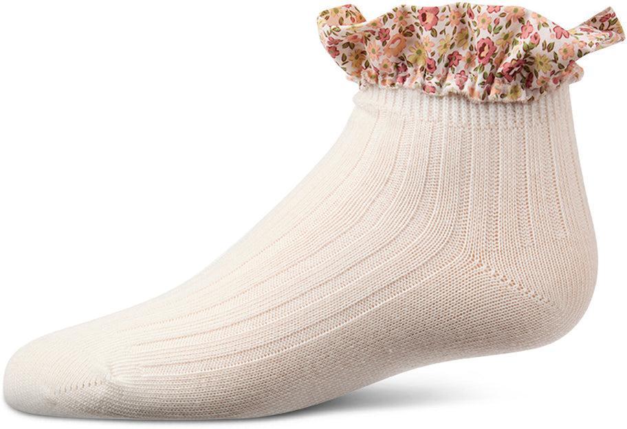 Memoi Girls Floral Lace Trim Ankle Socks - MKF-6114