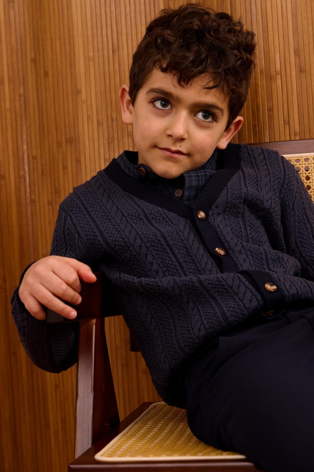 Klai Boys Textured Cable Knit Cardigan - G3045