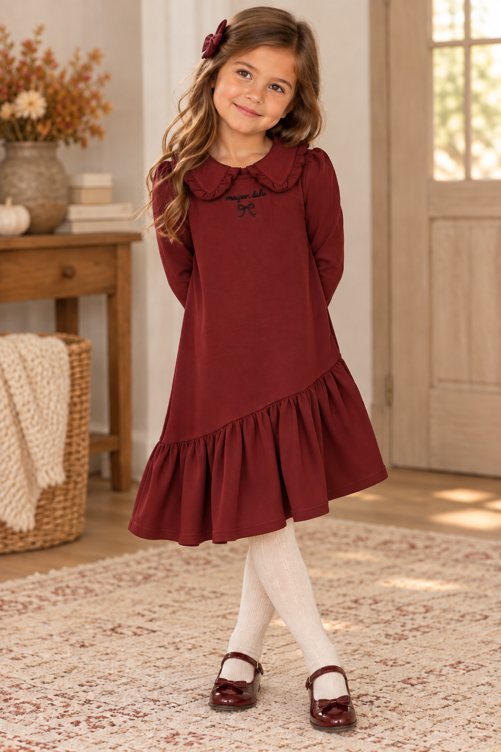 Kiddo Girls Ruffle Collar Dress - SW26014D