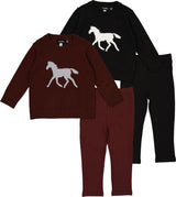 Puddles Baby Girls Jacquard Horse Knit Outfit - WB6CY3064E
