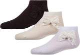 Memoi Girls Lace Bow Ankle Socks - MKF-6108