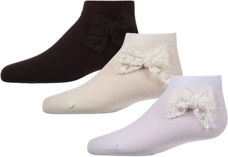 Memoi Girls Lace Bow Ankle Socks - MKF-6108