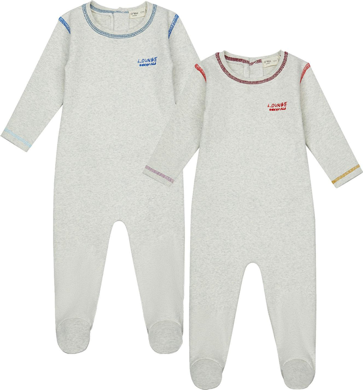 Crew Lounge Baby Boys Girls Color Stitch Cotton Footie - SG3213