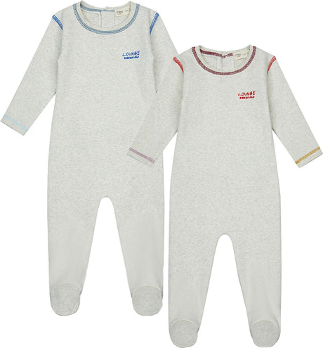 Crew Lounge Baby Boys Girls Color Stitch Cotton Footie - SG3213