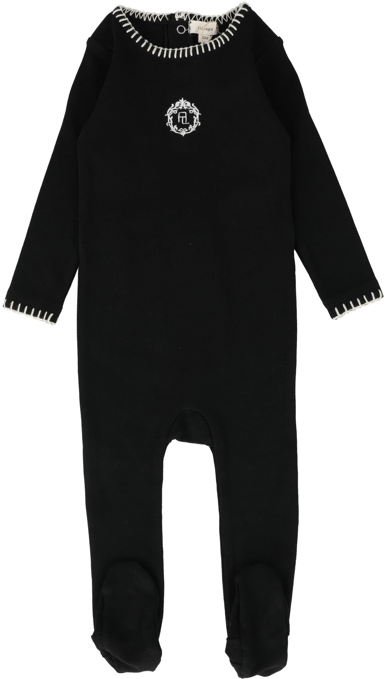 Lil Legs Emblem Footie - Black Lil Legs Emblem Footie - Black