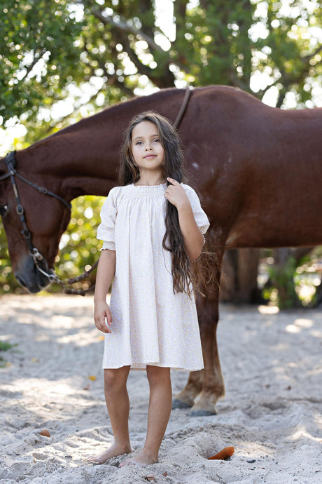 Analogie by Lil Legs Sunny Blossoms Collection Girls 3/4 Sleeve Dress - SBQDR