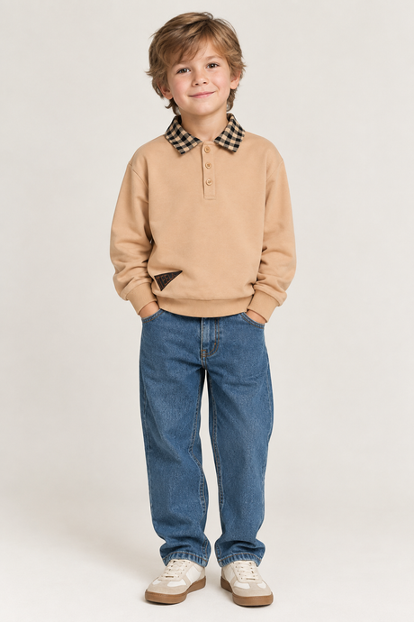 Teela Boys Cocoa Club Long Sleeve Polo Shirt - 23-014