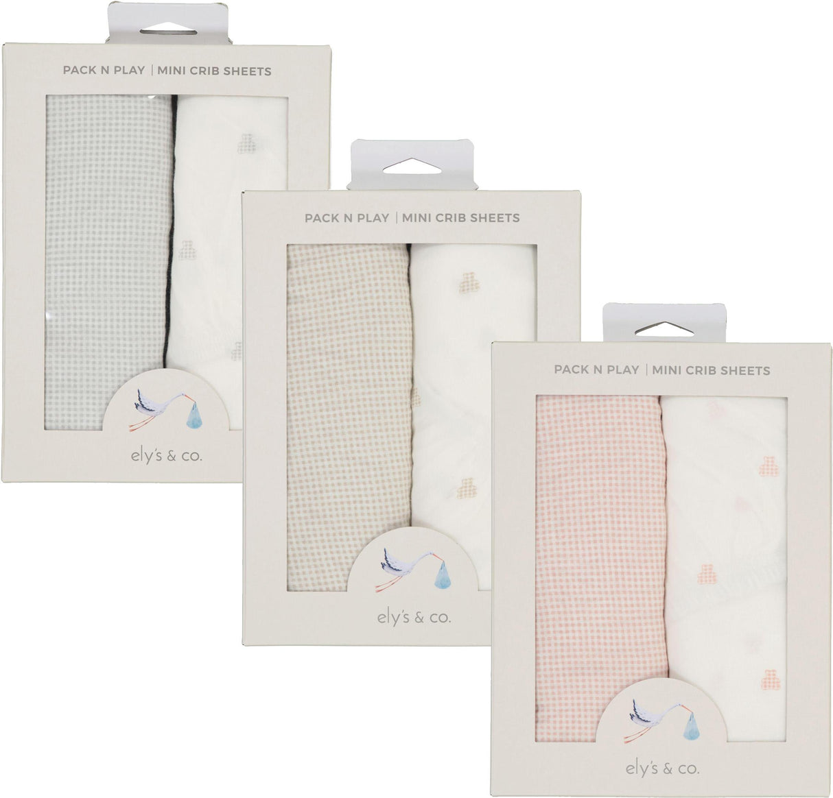 Ely's & Co Gingham Bear Collection Crib Sheet - 2 Pack
