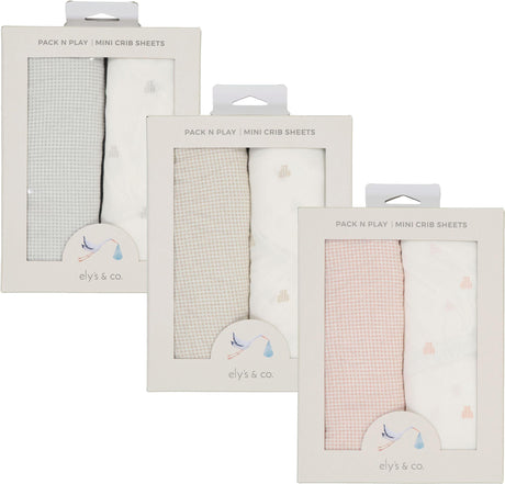 Ely's & Co Gingham Bear Collection Crib Sheet - 2 Pack