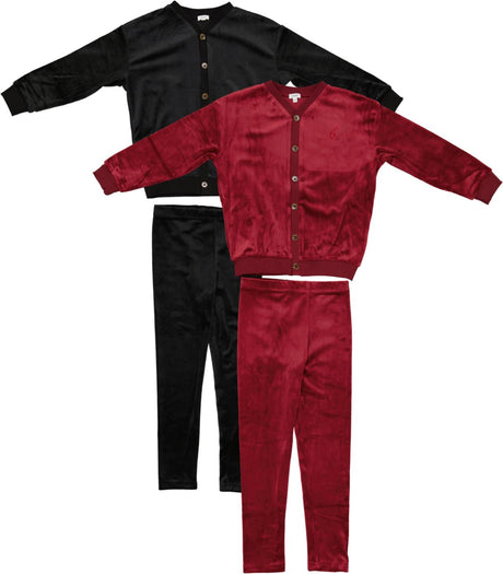 Bonjoy Boys Girls Velour Cardigan Pajamas - BLW250041S