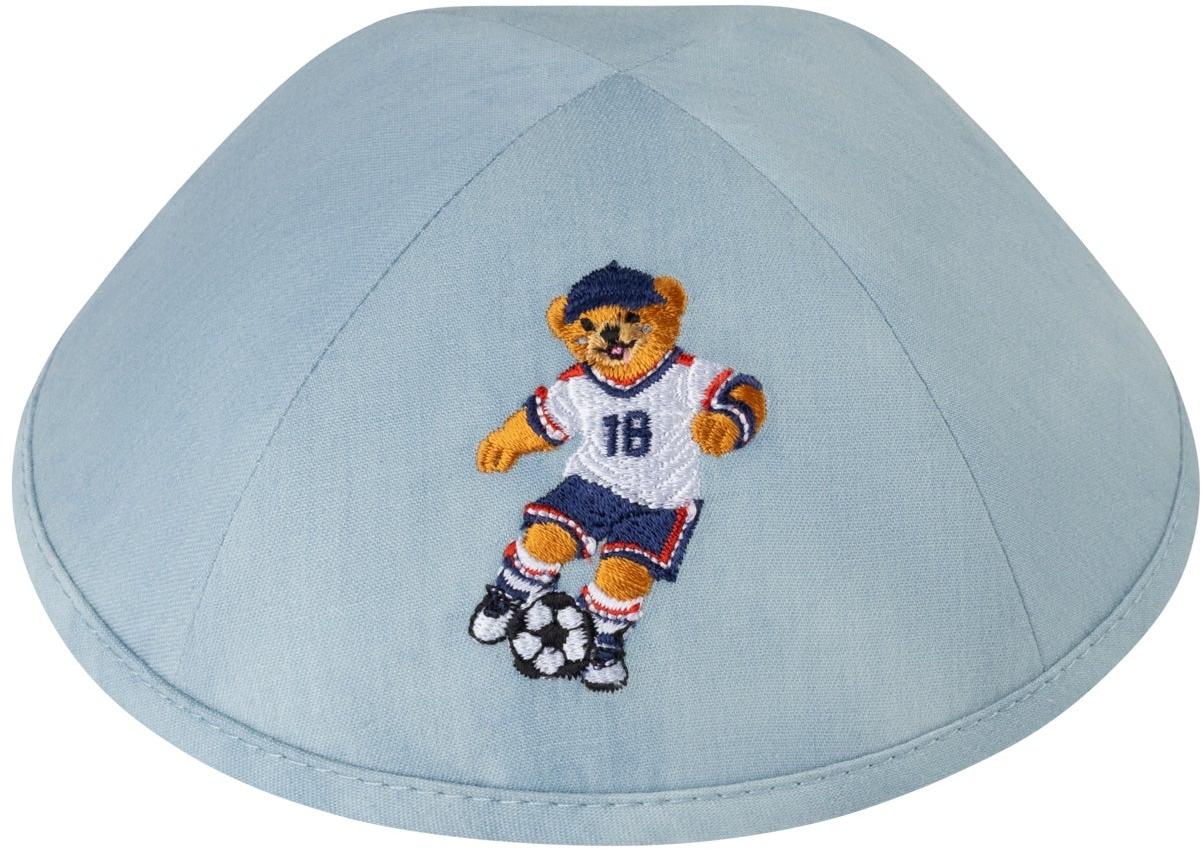 iKippah Soccer Bear Denim Yarmulka