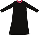 Purple Panda Girls Cotton V Neck Nightgown - Contrast