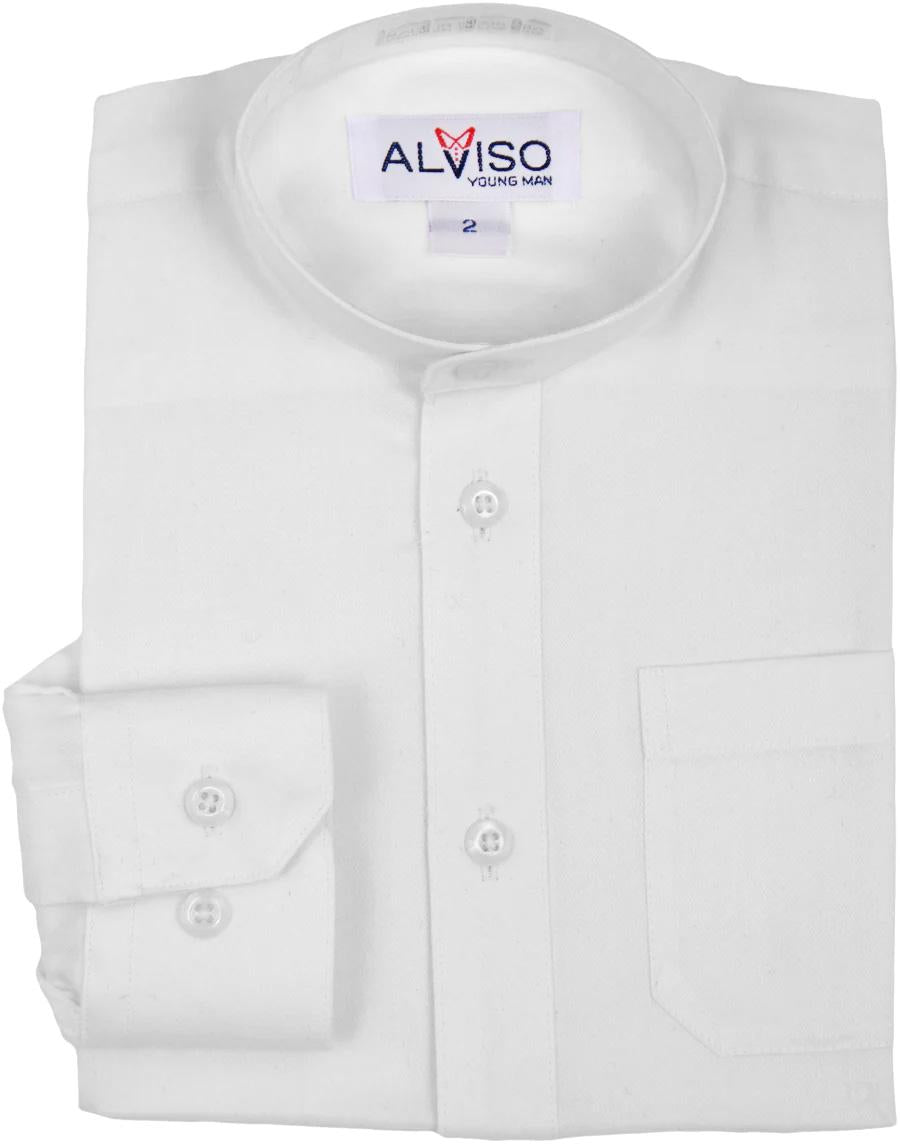 ALVISO Boys Long Sleeves Dress Shirt with Mandarin Collar - T601-BOBM
