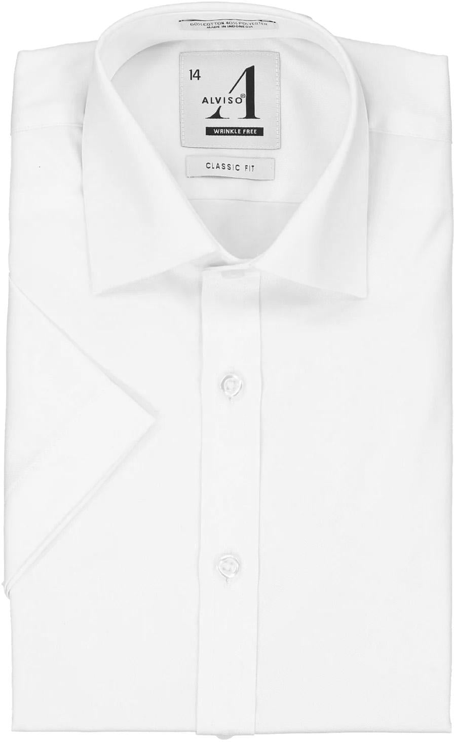 Alviso Boys White Short Sleeve Cotton/Poly Dress Shirt