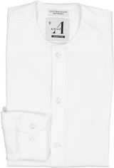 Alviso Boys White Long Sleeve Slim Fit Dress Shirt with No Collar and Placket- T601-BPBSN